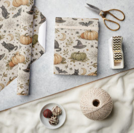 Vintage Katter Pumpa Halloween Presentpapper