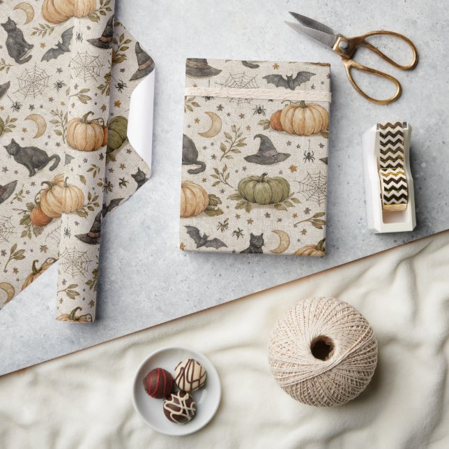 Vintage Katter Pumpa Halloween Presentpapper (Hantverk)