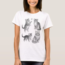 Vintage Kattillustration Cottagecore Kittens Skiss