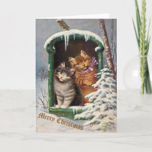 Vintage Kattjulkort Helgkort