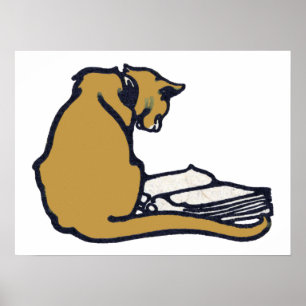 Vintage - kattläsning, Bok Poster
