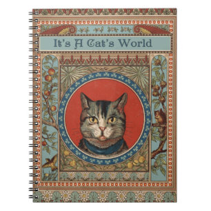 Vintage Kattliv för Kitty Cat Klassisk Victorian Anteckningsbok Med Spiral