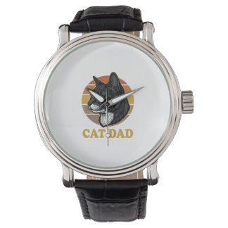 Vintage Kattpappa Retro Kattälskare T-Shirt Design Armbandsur