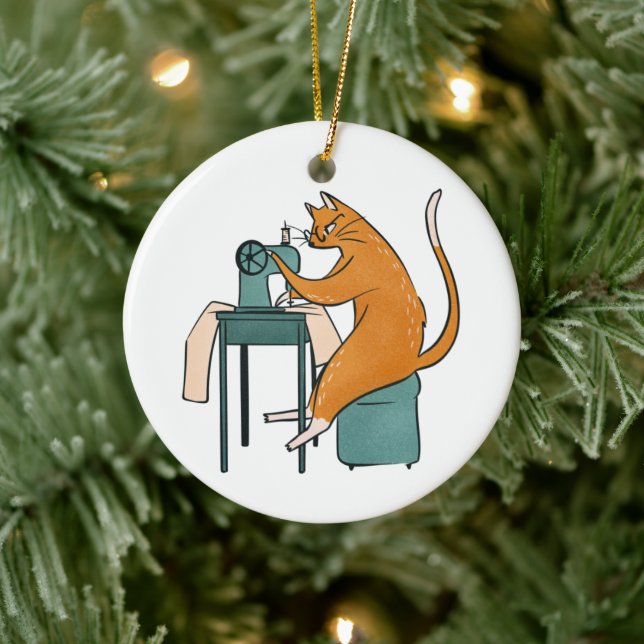 Vintage Kattsyta Julgransprydnad Keramik (Träd)