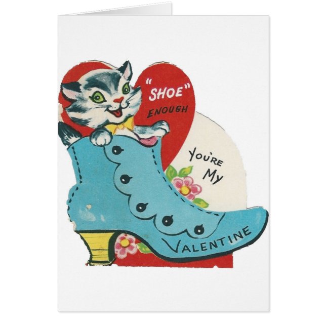 Vintage Kattunge Valentine Hälsningskort (Framsidan)