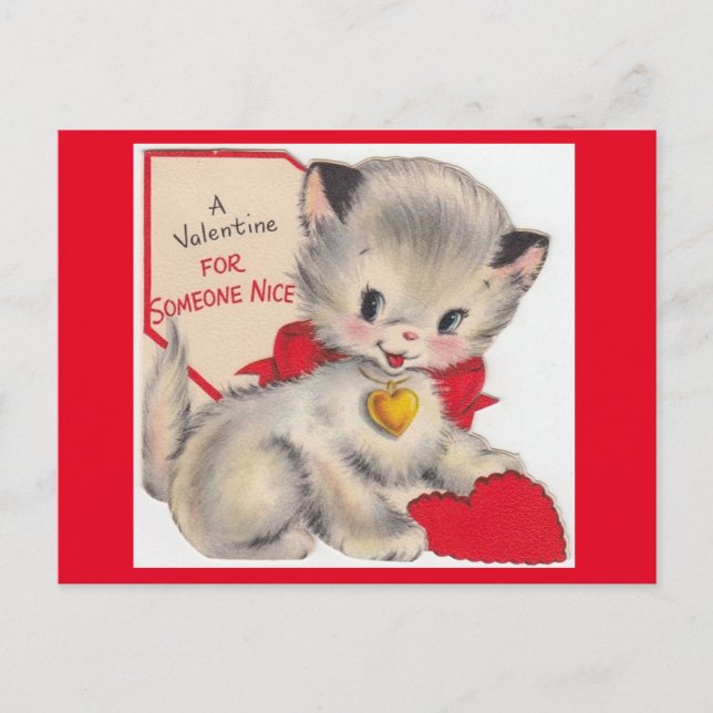 Vintage Kattunge Valentine vykort (Framsida)