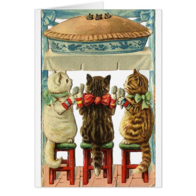 Vintage - kattungeredo för muspaj, hälsningskort (Framsidan)