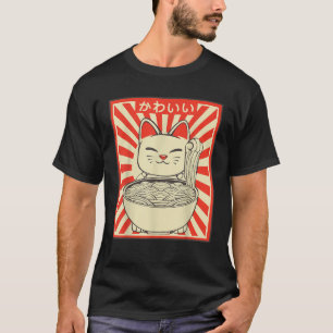 Vintage Kawaii Cat Ramen Älskare Anime Retro Japan T Shirt