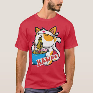 vintage kawaii-katt som äter nomme animi retro Jap T Shirt