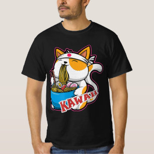 vintage kawaii-katt som äter nomme animi retro Jap T Shirt