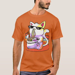 Vintage Kawaii Ramen Cat Japansk Neko Noodle Gift T Shirt