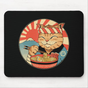 Vintage Kawaii Ramen Cat Neko Anime Japansk noodl Musmatta