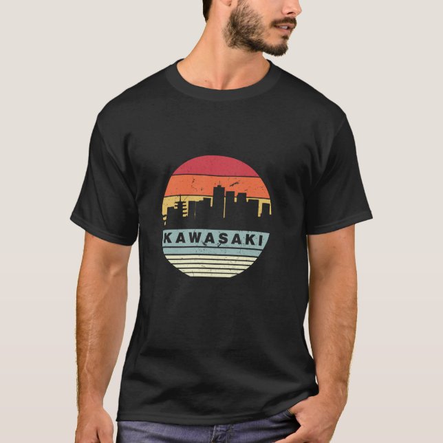 Vintage Kawasaki Skyline Silhouette Långärmad T Shirt (Framsida)