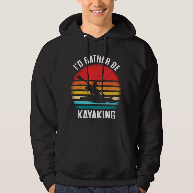 Vintage Kayaking Sunset Paddling Vatten sport Hoodie (Framsida)
