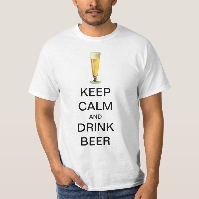 Vintage Keep Calm och drick öl T-Shirt (Framsida)