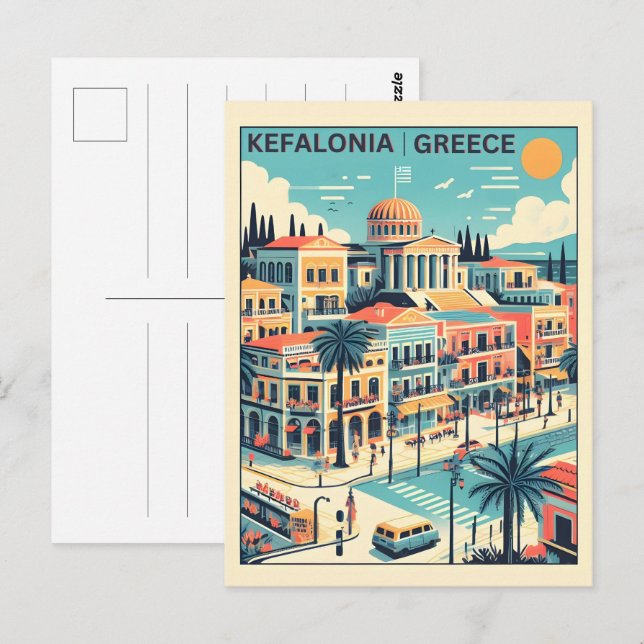 vintage Kefalonia greece trip souvenirs Vykort (Fram/baksida)