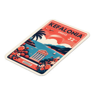 vintage kefalonia grekland resor souvenirer magnet