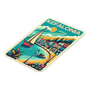 vintage kefalonia grekland resor souvenirer magnet