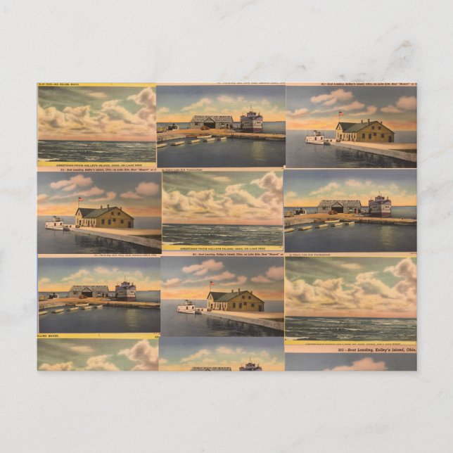 Vintage ’Kelleys ö, Ohio’ vykort (Framsida)