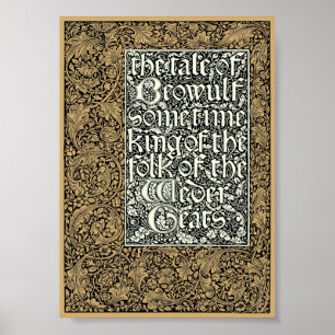 Vintage Kelmscott Press William Morris Beowulf Poster