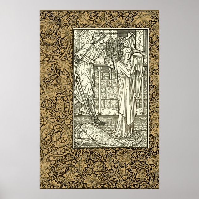 Vintage Kelmscott Press William Morris-kant Poster (Framsidan)