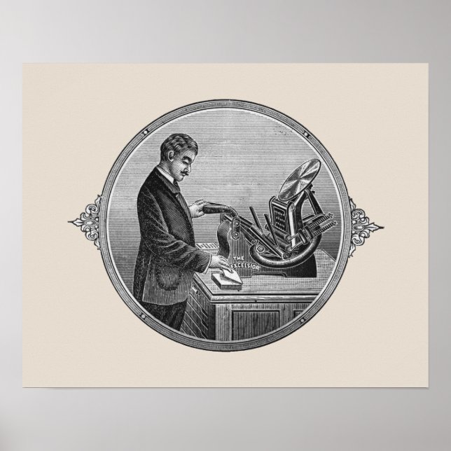 Vintage Kelsey-brevtryckpressar poster (Framsidan)