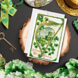 Vintage keltisk harpa St. Patricks dag hälsningar Julkort
