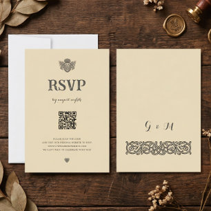 Vintage keltisk knut medeltida vapensköld QR RSVP- OSA Kort