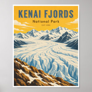 Vintage Kenai Fjords National Park Resa Poster