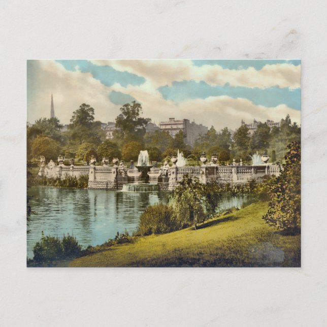 Vintage Kensington Gardens London England Vykort (Framsida)