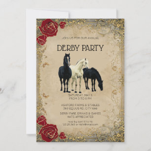 Vintage Kentucky Derby Festinladning Hästar Ros Inbjudningar