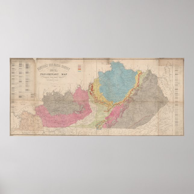 Vintage Kentucky Geological Karta (1877) Poster (Framsidan)