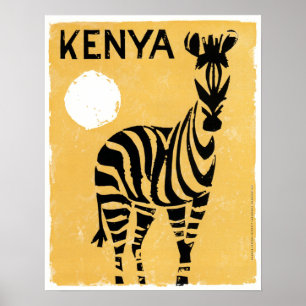 Vintage Kenya Afrika Zebra Poster