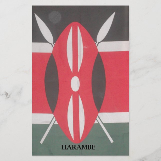 Vintage Kenya Flagga Harambe Design Brevpapper (Framsida)