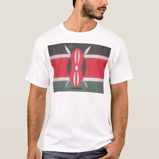 Vintage Kenya Flagga Harambe Design Tee (Framsida)