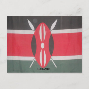 Vintage Kenya Flagga Harambe Design Vykort