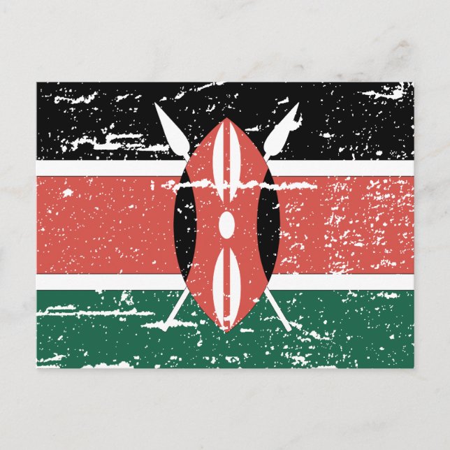 Vintage Kenya Flagga Vykort (Framsida)