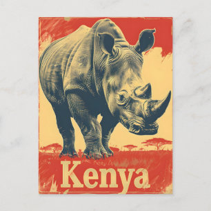 Vintage Kenya Rhino Vykort
