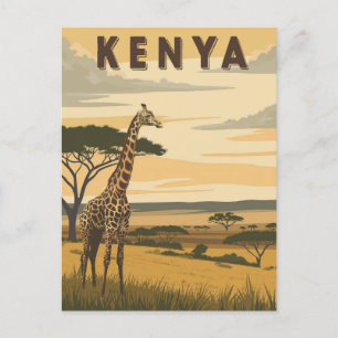 Vintage Kenya Travel - African Giraffe Vykort