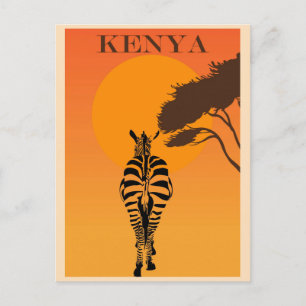 Vintage Kenyas Afrika African Zebra Travel Vykort