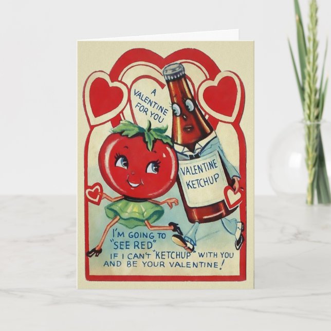Vintage Ketchup Valentine Day Card Helgkort (Framsida)