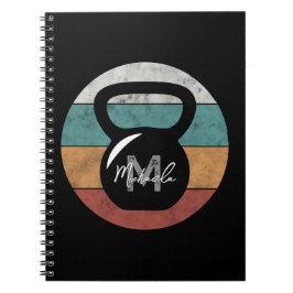 Vintage Kettlebell anpassningsbar monogram namn Anteckningsbok