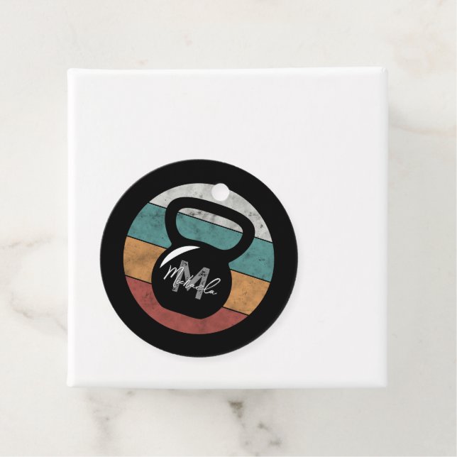 Vintage Kettlebell anpassningsbar monogram namn Gåvor Etiketter (På plats)