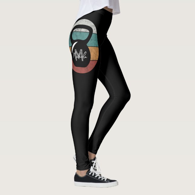 Vintage Kettlebell anpassningsbar monogram namn Leggings (Höger)