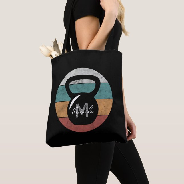 Vintage Kettlebell anpassningsbar monogram namn Tygkasse (Närbild)