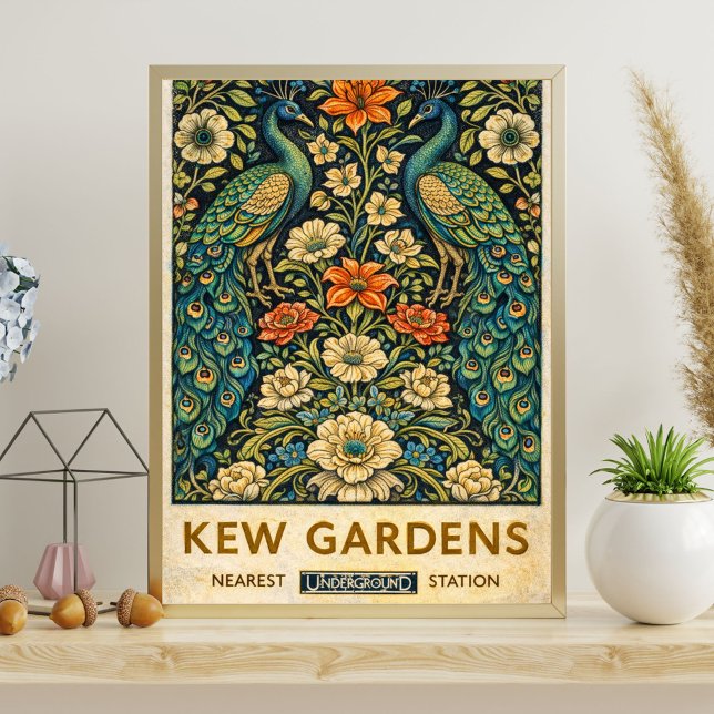 Vintage Kew Gardens Påfågelaffisch Poster (Skapare uppladdad)