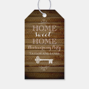 Vintage Key Wood look Houseuppvärmning Gift-taggar Presentetikett