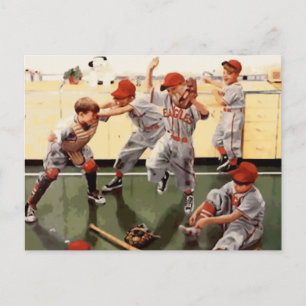 Vintage Kids Baseball Vykort