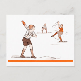 Vintage Kids Boys Baseball-spel Vykort