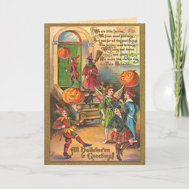 Vintage Kids Halloween-kort Kort (Framsida)